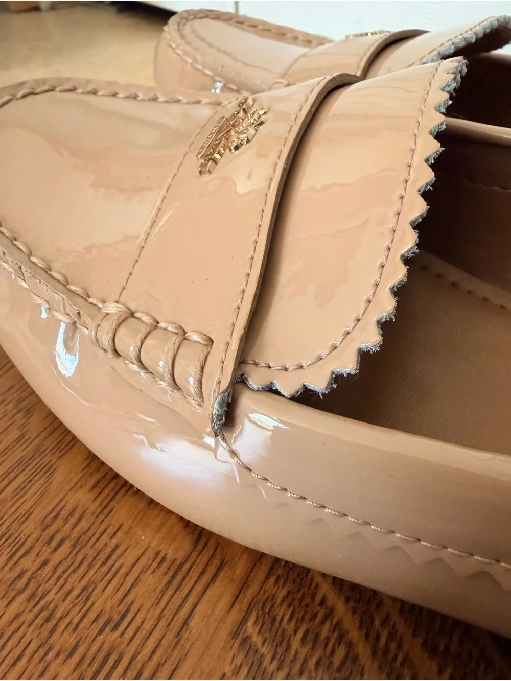 Coach Women's Patent Penny Loafers in Blush Beige
